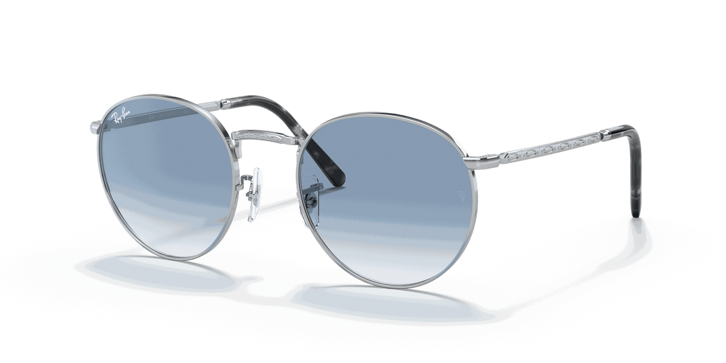 [Clear Gradient Blue Lenses, Polished Silver Frame]