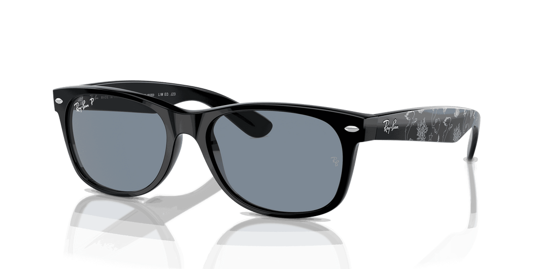 [Blue Lenses, Polished Black Frame]