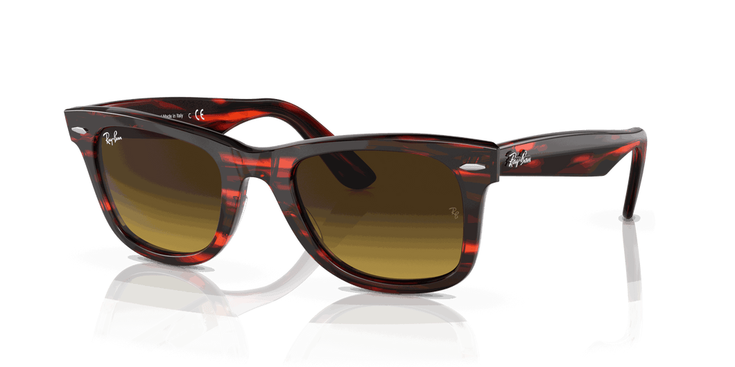 [Brown Gradient Lenses, Polished Striped Red Frame]