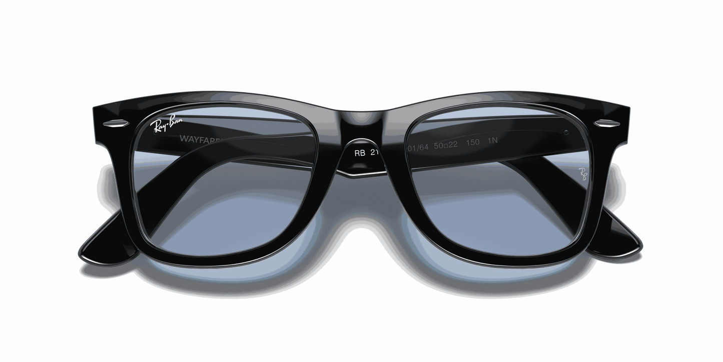 [Blue/Grey Classic Lenses, Polished Black Frame]