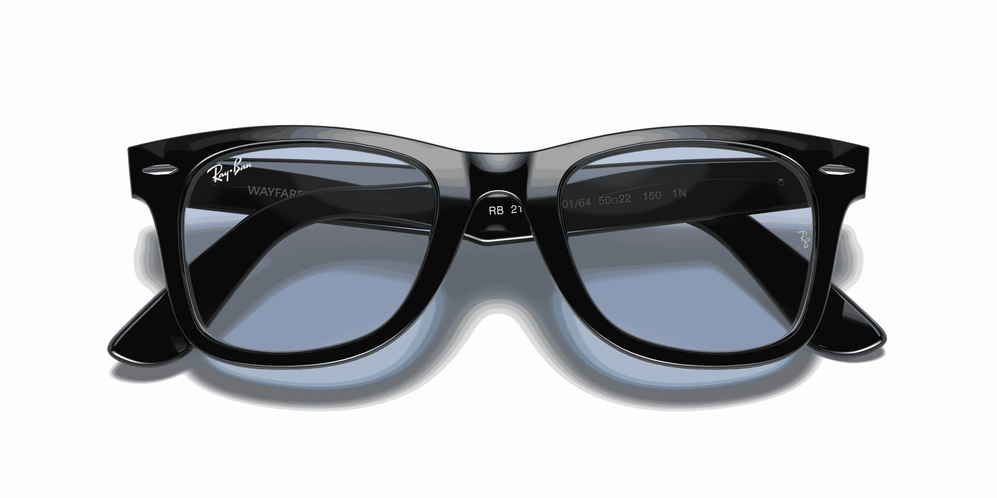 [Blue/Grey Classic Lenses, Polished Black Frame]