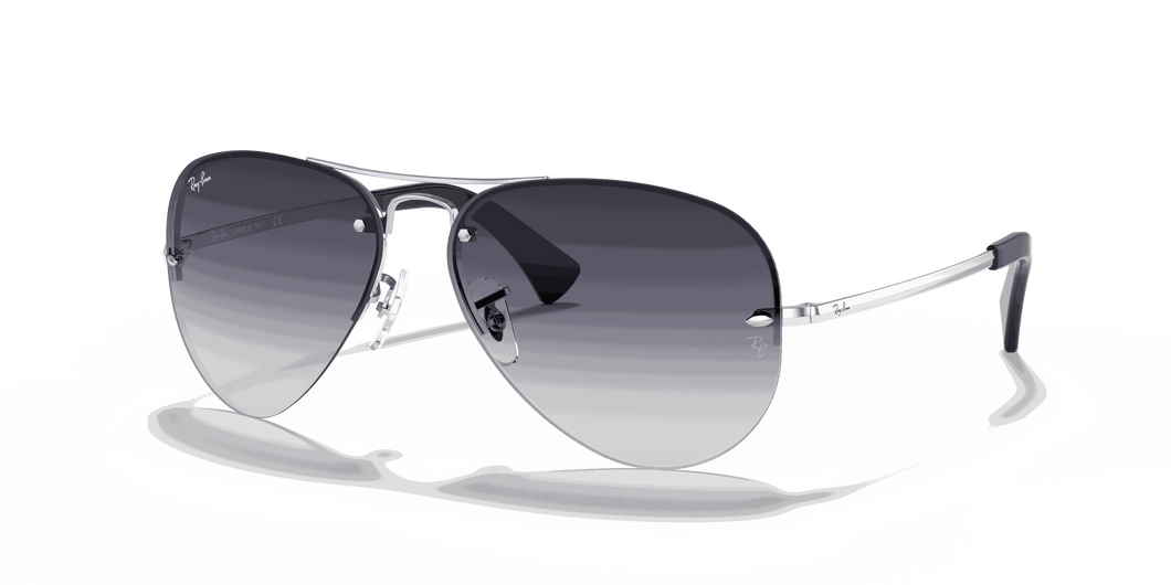 [Grey Gradient Lenses, Polished Silver Frame]