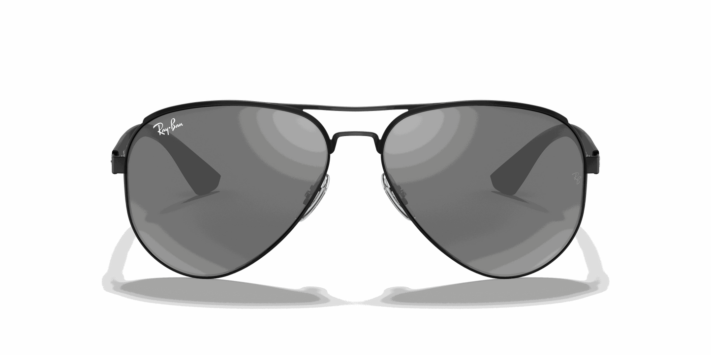 [Grey Mirror Silver Lenses, Matte Black Frame]