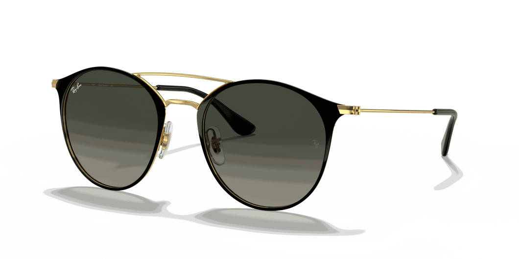 [Grey Gradient Lenses, Polished Black On Gold Frame]