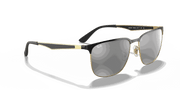 Grey Mirror Silver Gradient Lenses, Polished Black On Gold Frame