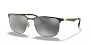 Grey Mirror Silver Gradient Lenses, Polished Black On Gold Frame