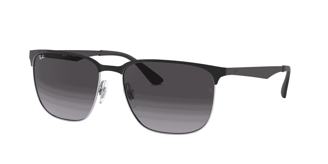 [Light Grey Gradient Dark Grey Lenses, Polished Black On Silver Frame]