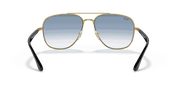 Blue Lenses, Polished Black On Gold Frame