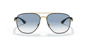 Blue Lenses, Polished Black On Gold Frame