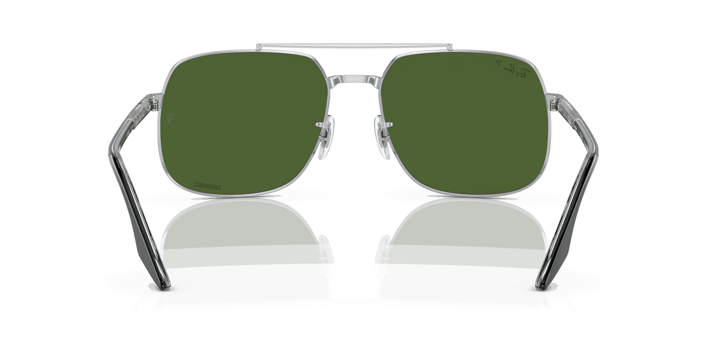 [Dark Green Lenses, Polished Silver Frame]