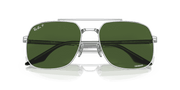 Dark Green Lenses, Polished Silver Frame