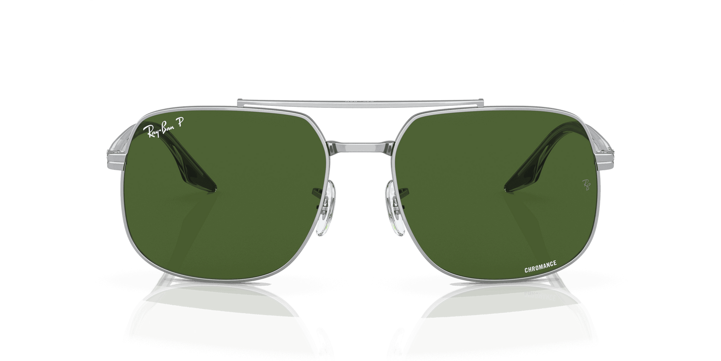[Dark Green Lenses, Polished Silver Frame]
