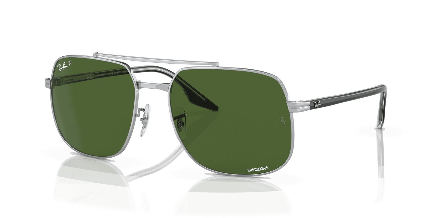 [Dark Green Lenses, Polished Silver Frame]