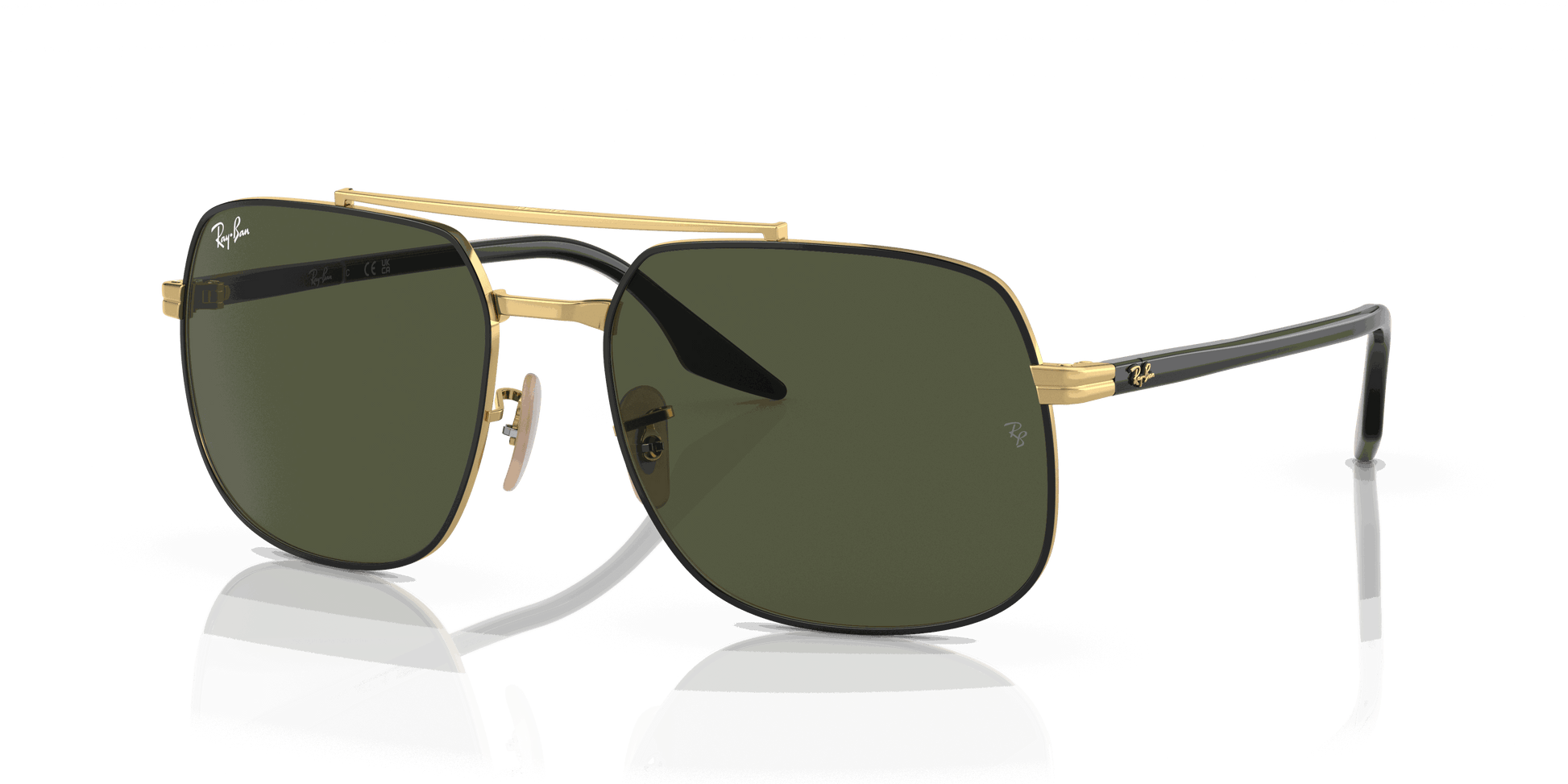 [Green Lenses, Polished Black On Gold Frame]