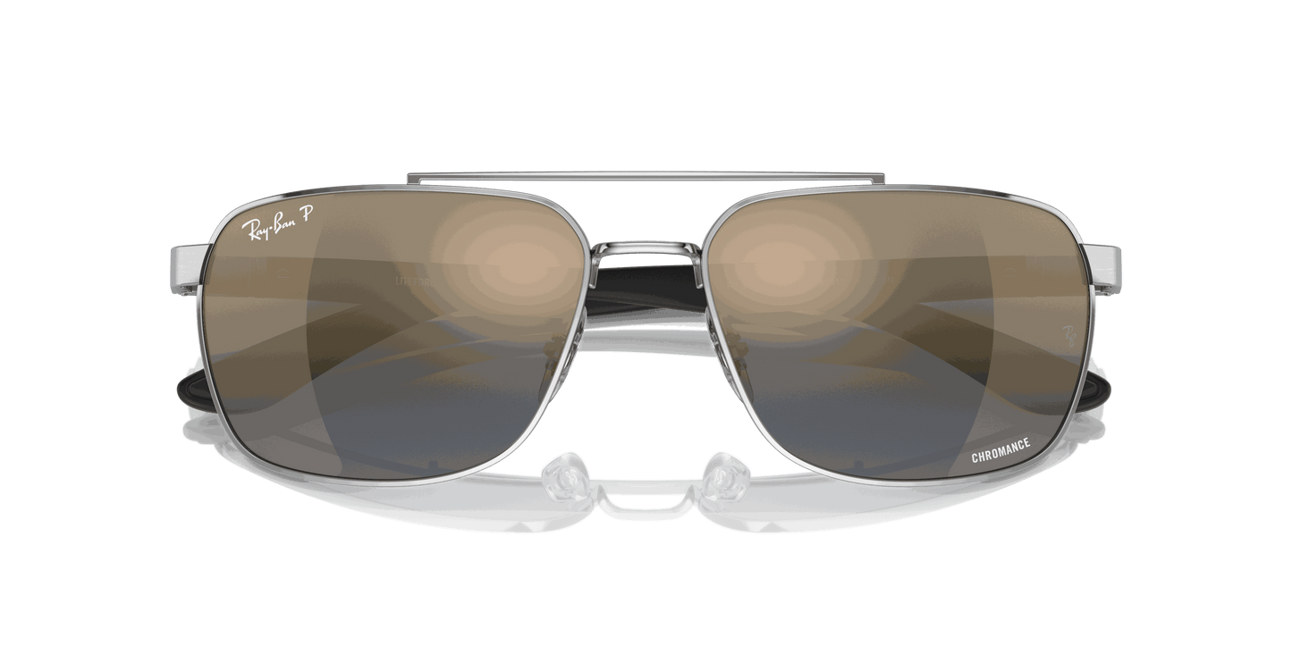 [Blue/Gold Lenses, Polished Silver Frame]