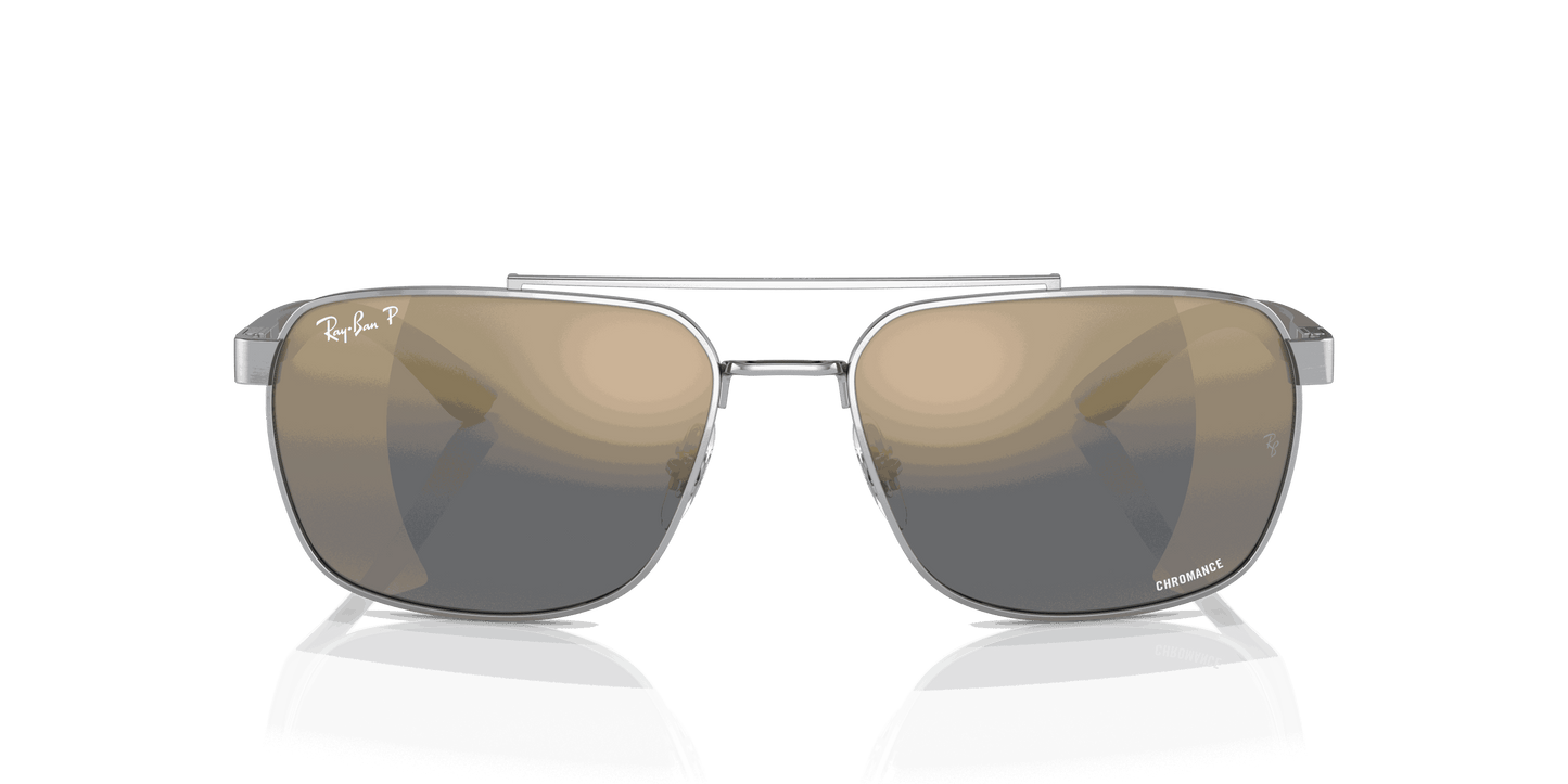 [Blue/Gold Lenses, Polished Silver Frame]
