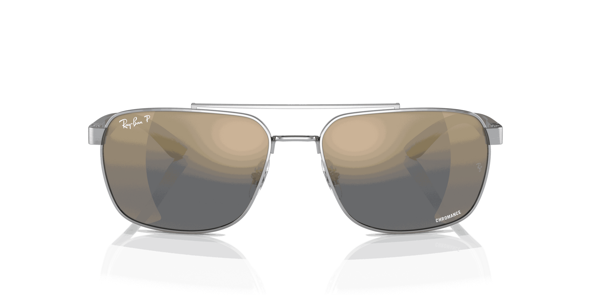 [Blue/Gold Lenses, Polished Silver Frame]