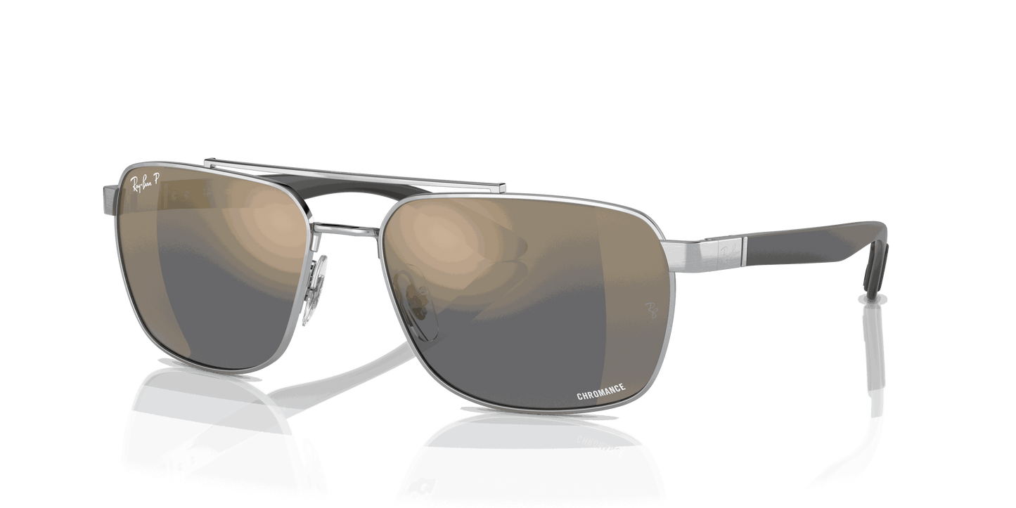 [Blue/Gold Lenses, Polished Silver Frame]