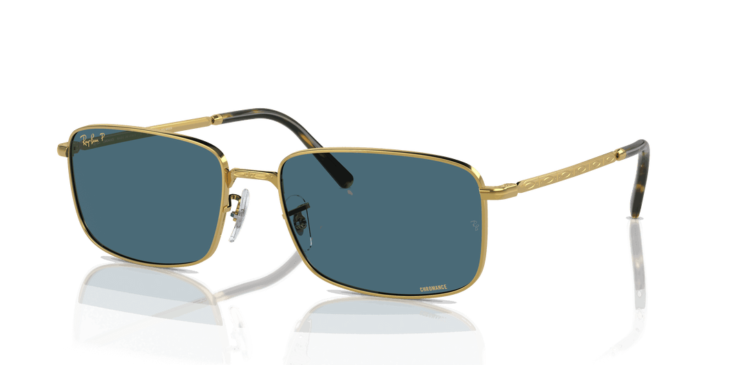 [Blue Lenses, Polished Gold Frame]