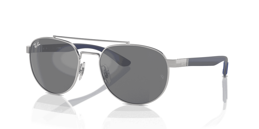 [Grey Lenses, Polished Silver Frame]