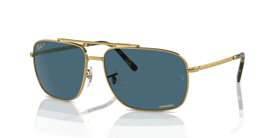 [Blue Lenses, Polished Gold Frame]