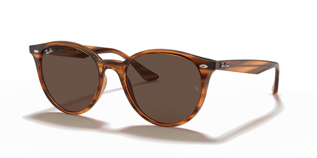 [Dark Brown Lenses, Polished Striped Red Havana Frame]