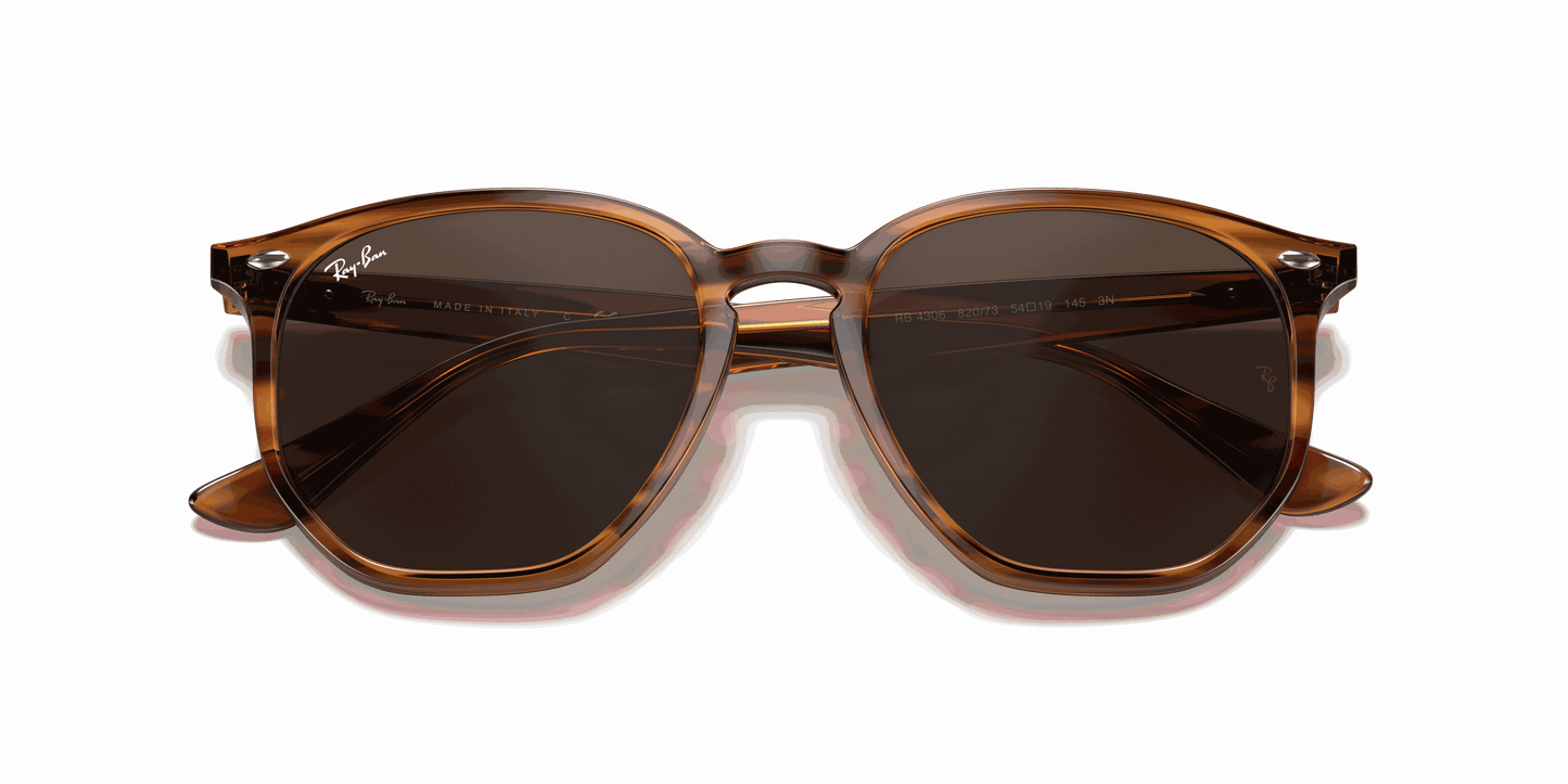 [Dark Brown Lenses, Polished Striped Red Havana Frame]