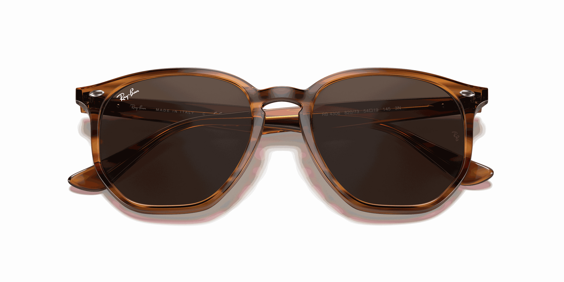[Dark Brown Lenses, Polished Striped Red Havana Frame]