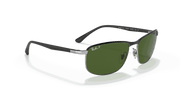 Dark Green Lenses, Polished Black On Silver Frame