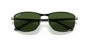 Dark Green Lenses, Polished Black On Silver Frame