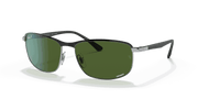 Dark Green Lenses, Polished Black On Silver Frame