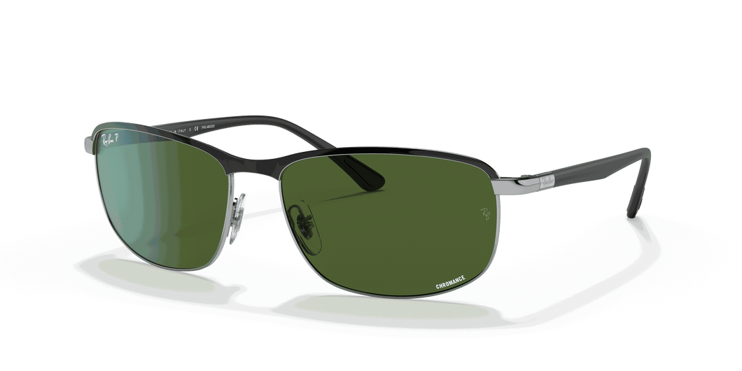 [Dark Green Lenses, Polished Black On Silver Frame]