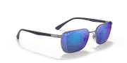 Grey/Blue Lenses, Polished Gunmetal Frame