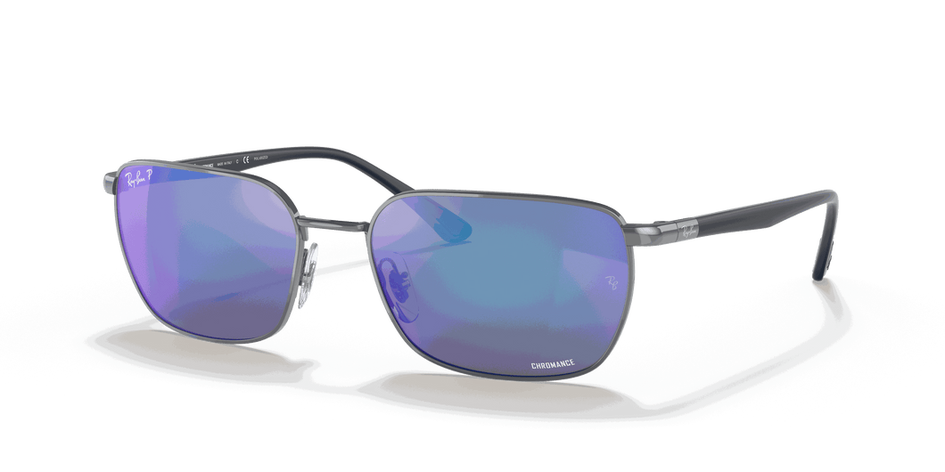 [Grey/Blue Lenses, Polished Gunmetal Frame]