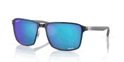 Blue Lenses, Polished Black On Silver Frame