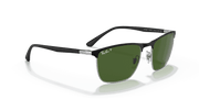 Dark Green Lenses, Polished Black On Silver Frame