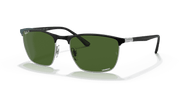 Dark Green Lenses, Polished Black On Silver Frame