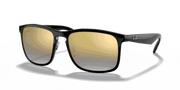 Blue Mirror Gold Gradient Lenses, Polished Black Frame