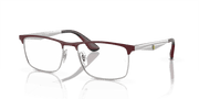 Clear Lenses, Polished Dark Red On Silver Frame