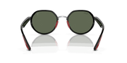 Dark Green Lenses, Polished Silver Frame