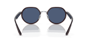 Dark Blue Lenses, Polished Silver Frame