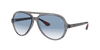 [Light Blue Gradient Lenses, Polished Transparent Grey Frame]