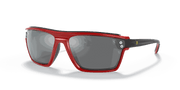 Grey Mirror Silver Lenses, Polished Red Frame