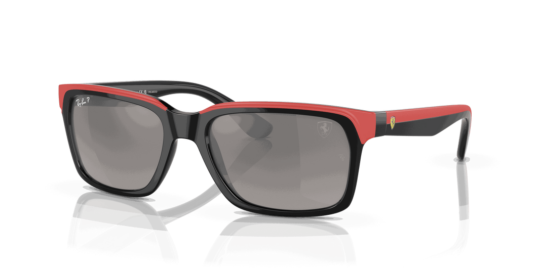 [Grey Lenses, Polished Black On Red Frame]