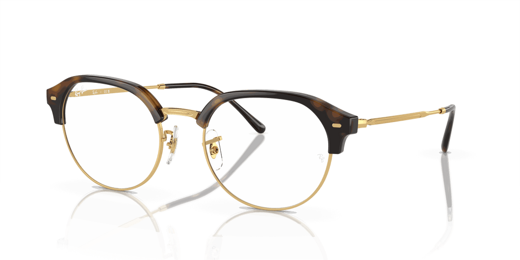 [Clear Lenses, Polished Havana On Gold Frame]