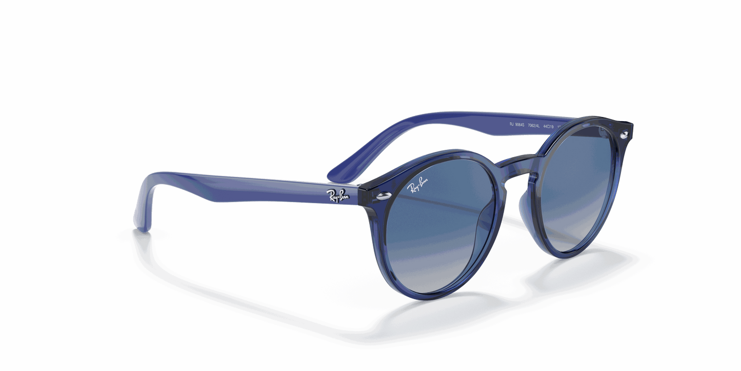 [Light Grey Gradient Dark Blue Lenses, Polished Transparent Blue Frame]