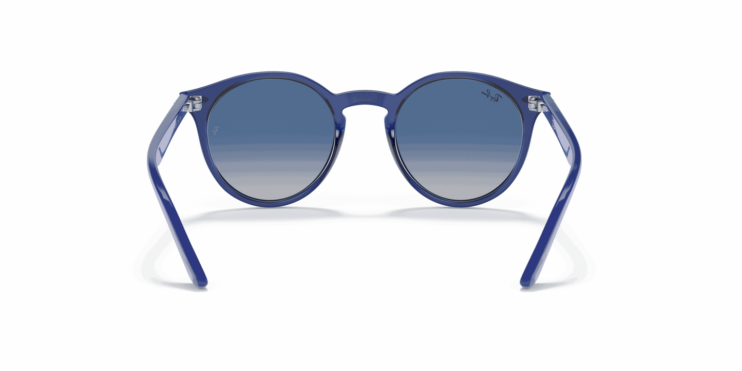 [Light Grey Gradient Dark Blue Lenses, Polished Transparent Blue Frame]