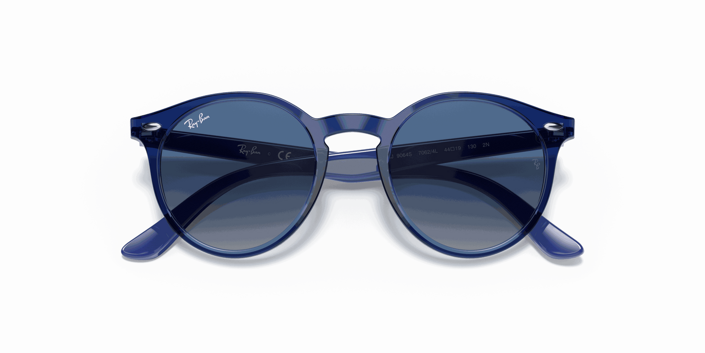 [Light Grey Gradient Dark Blue Lenses, Polished Transparent Blue Frame]