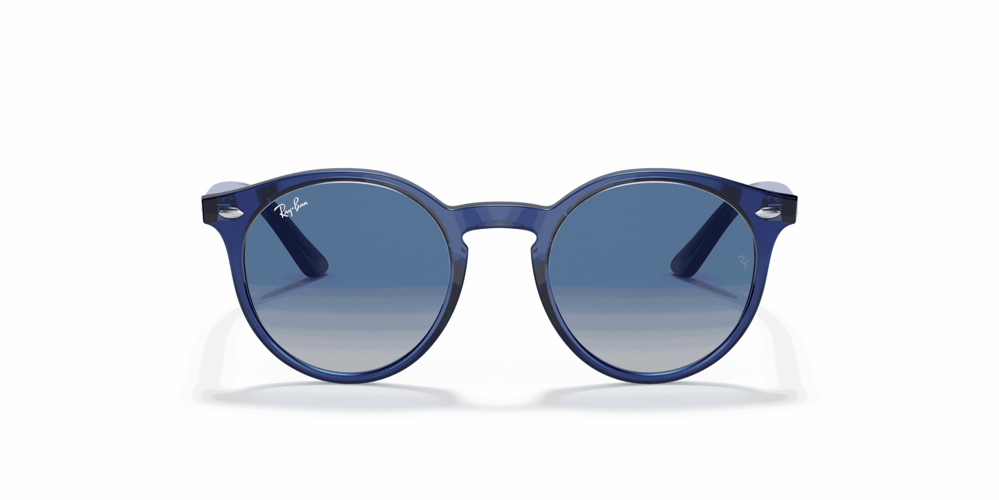 [Light Grey Gradient Dark Blue Lenses, Polished Transparent Blue Frame]