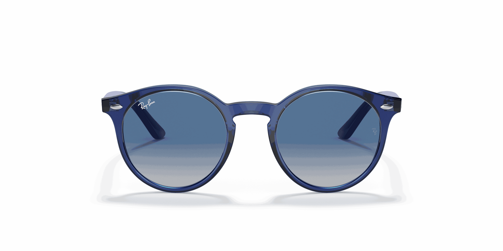 [Light Grey Gradient Dark Blue Lenses, Polished Transparent Blue Frame]